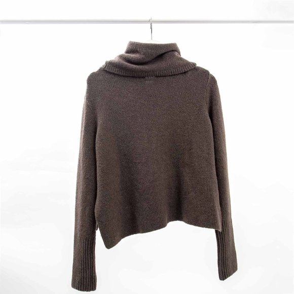 All Saints Crop Turtleneck Sweater w/ High Low Hem - Picture 2 of 3